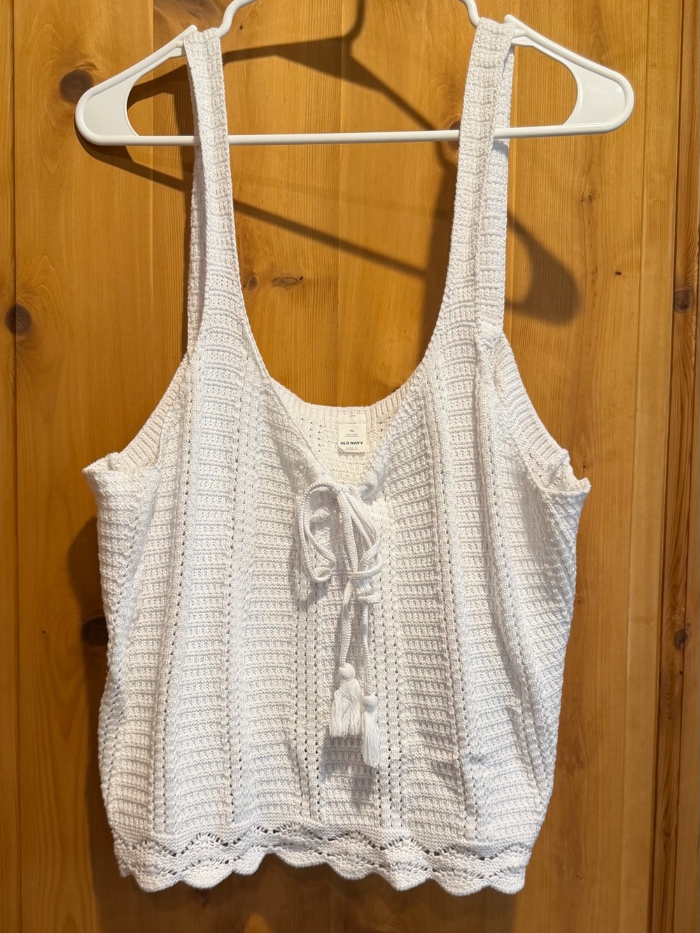 Old Navy White Crochet Tie-Front Camisole